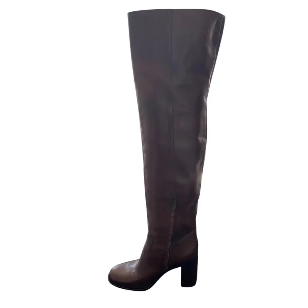 Loeffler Randall Deidre Over The Knee Boots Block Heels Leather Going Out 6B
